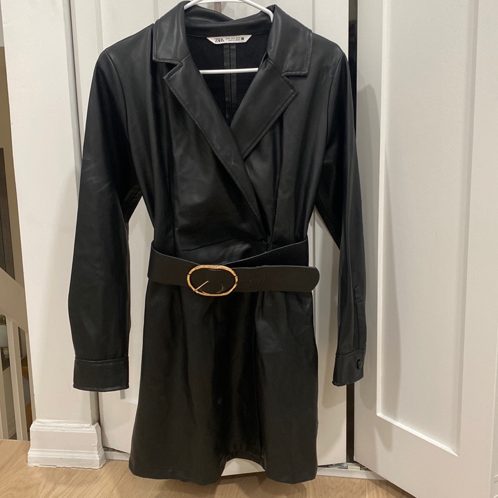 Zara Faux Leather Blazer Dress
